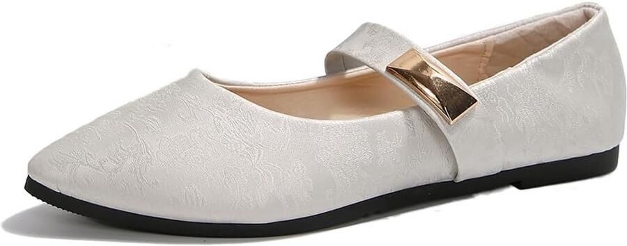 Elegante Platte Bruidsschoenen met Spitse Neus voor Dames Satijnen Ballet Flats