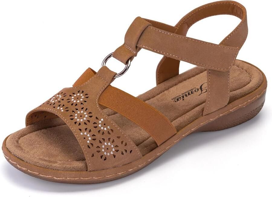 Elegante Platte Dames Zomersandalen met Klittenband voor Binnen en Buiten