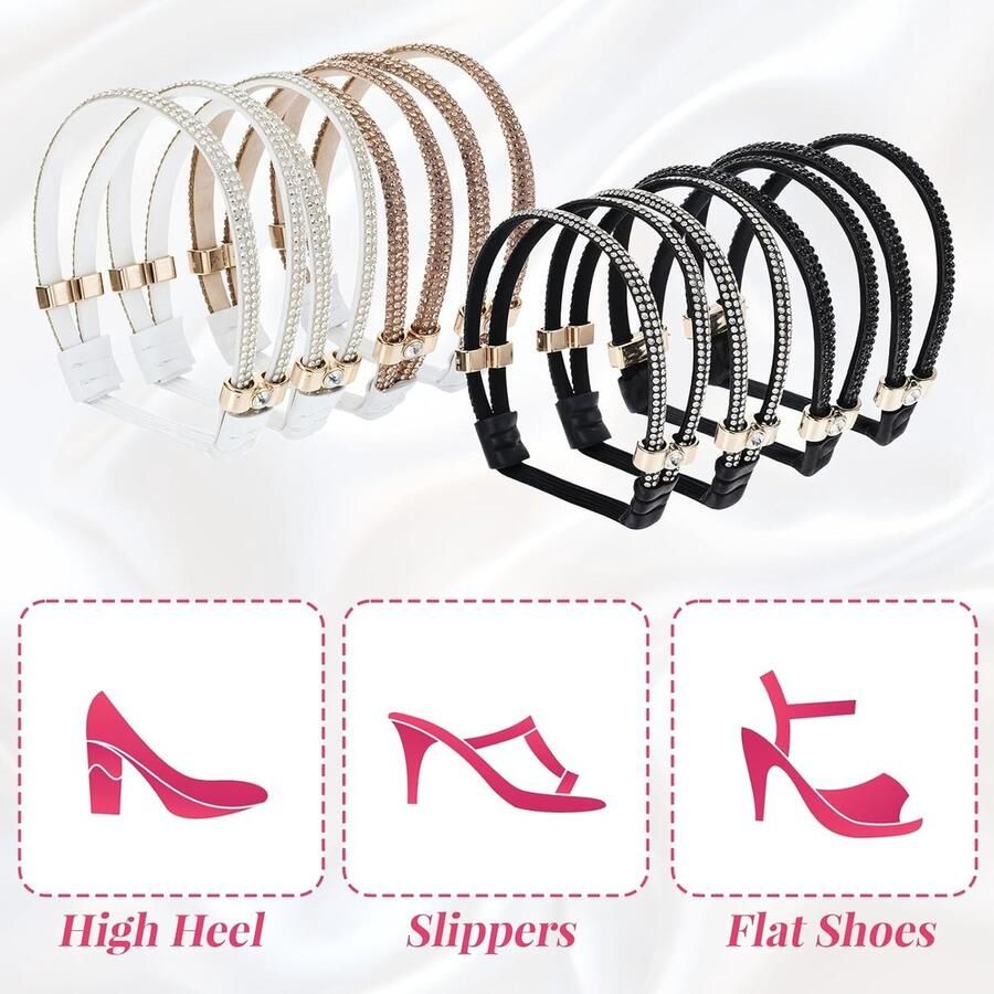 Elegante Rhinestone Schoenbanden voor Hakken Verwijderbare Elastische Straps voor Dames Antislip en Glanzend Perfect voor Sandalen en Slippers