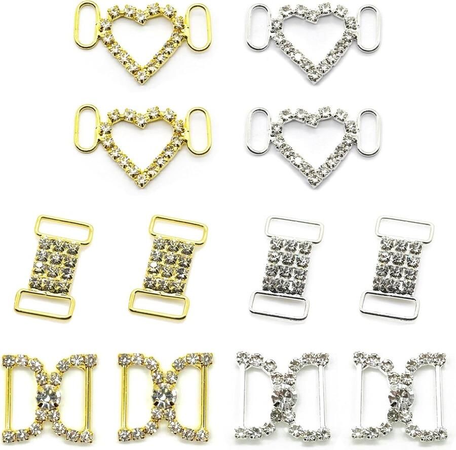 Elegante sneakers met bling en kristallen accessoires 12-delige set voor sportieve stijl en casual look