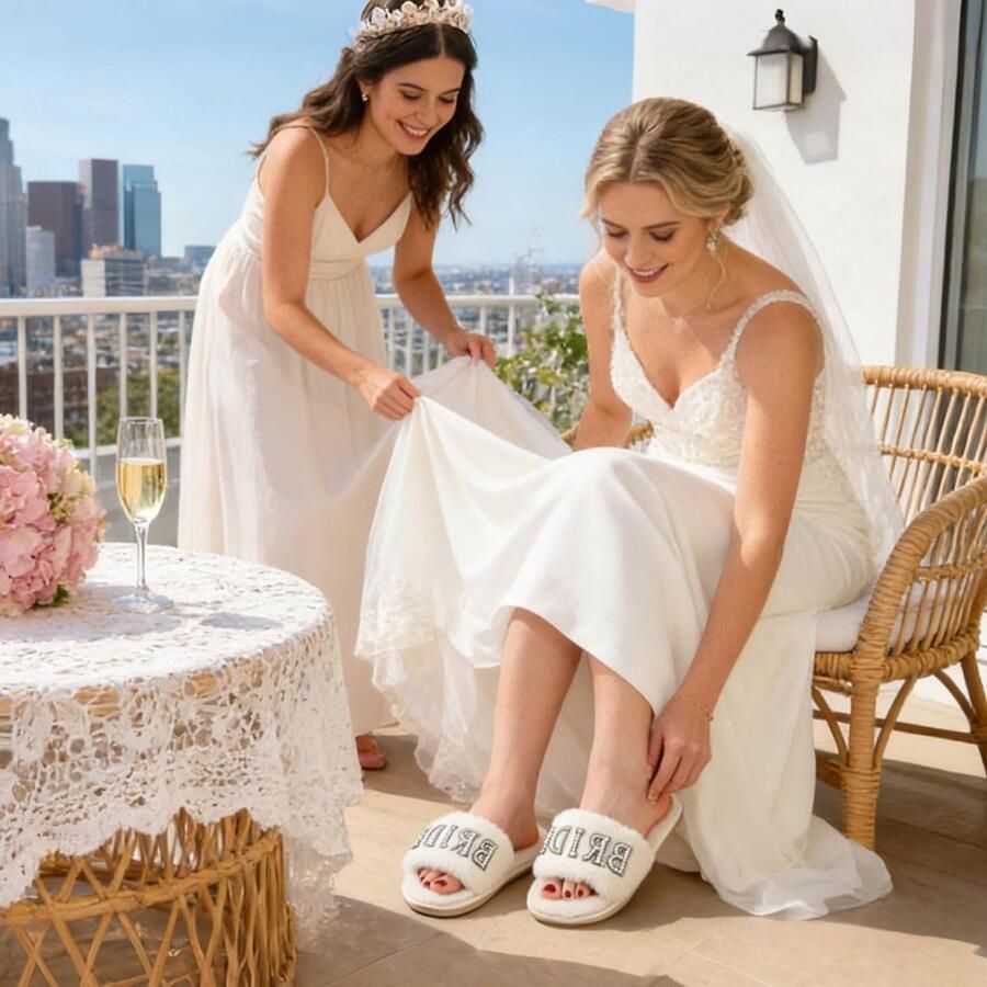 Elegante witte bruidsschoenen voor de bruiloft stijlvolle trouwschoenen en comfortabele slippers voor een perfecte dag