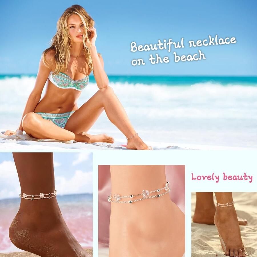 Elegante Zilveren Enkelband met Dubbele Gouden Plating Veiligheidsluiting Perfect voor Zomer Strand en Avondkleding Hoge Kwaliteit Sieraden voor Sandalen en Feestjes