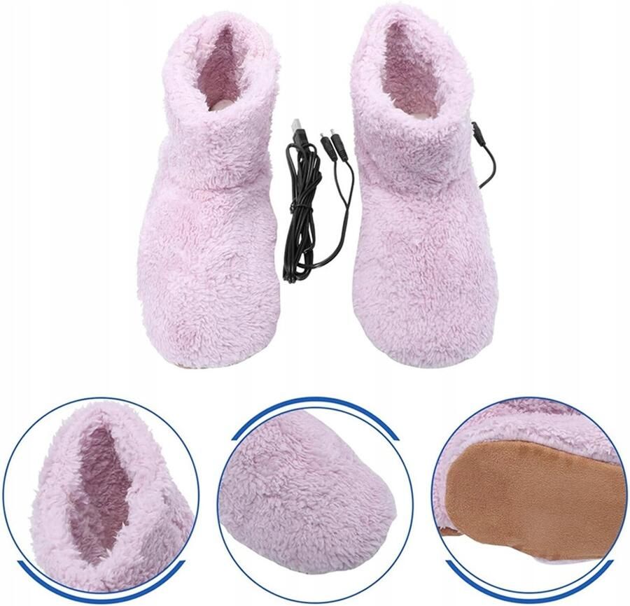 Elektrisch Verwarmde Pantoffels Dames USB Roze
