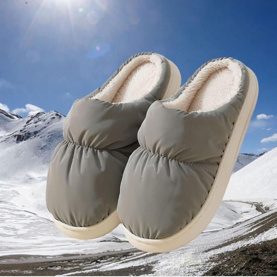 Elektrisch Verwarmde Pantoffels met USB-aansluiting Houdt Voeten Warm Pluche PVC Thuis en Auto Grijs