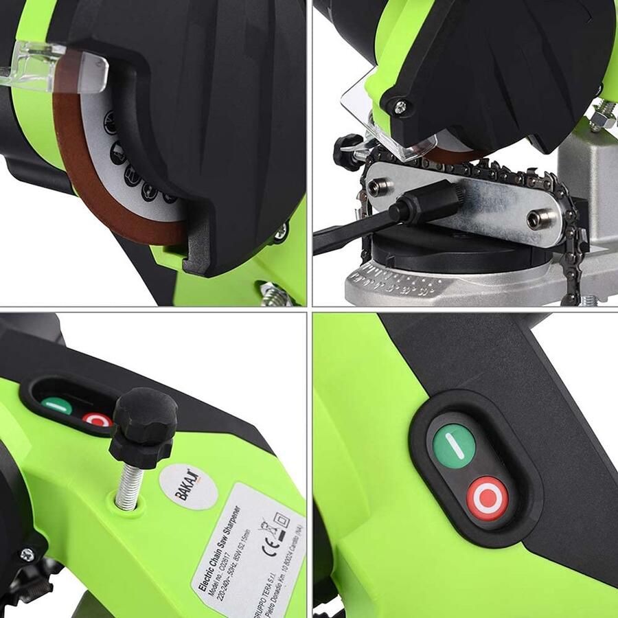 Elektrische kettingslijper voor kettingzagen kettingslijper met automatische kleming en instelbare slijphoek vermogen 85 W 5000 omw min schijf 104 mm inclusief