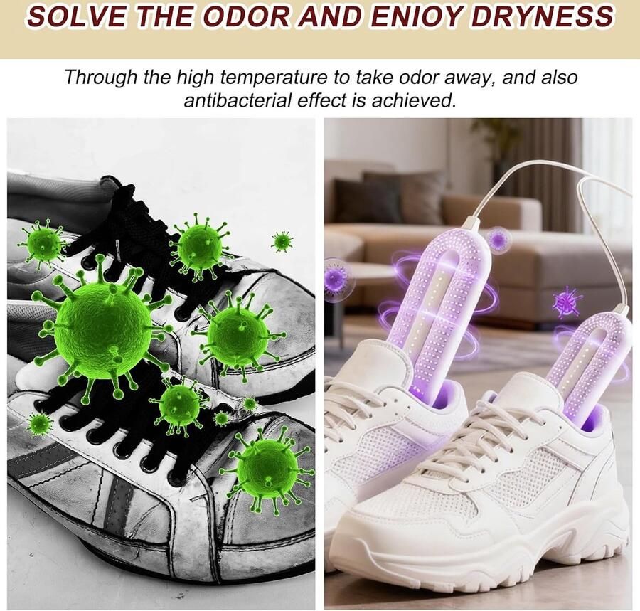 Elektrische schoenendroger met I technologie 4-12 uur timer en antibacteriële werking perfect voor natte schoenen sport- en skihandschoenen
