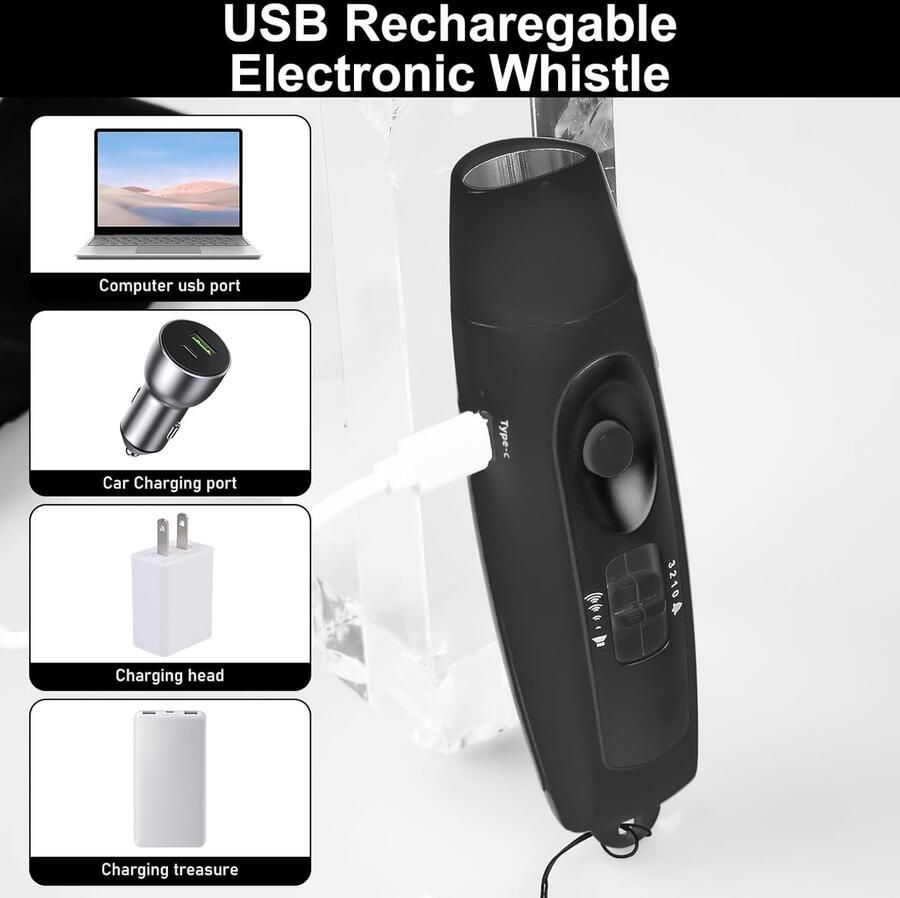 Elektronisch fluitje met 3 tonen en 2 led-lichtmodi handheld sportfluitje hoogfrequente fluitje outdoor signaalfluitje voor trainers scheidsrechters sporten overleven (zwart)
