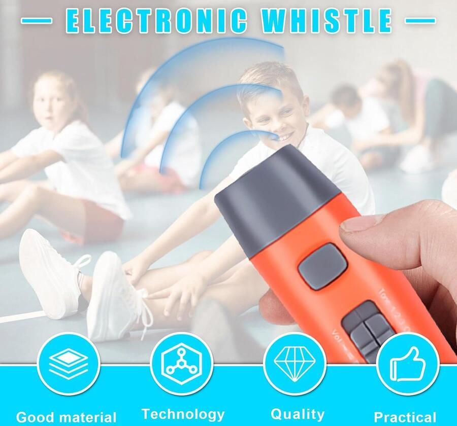 Elektronische Whistle Instelbare Trillerfluit Scheidsrechtersfluit 3 Tonen en 3 Niveaus Multifunctionele Trillerfluit Sportles Elektronische Handfluit voor Trainer Politie Leraar (Rood)