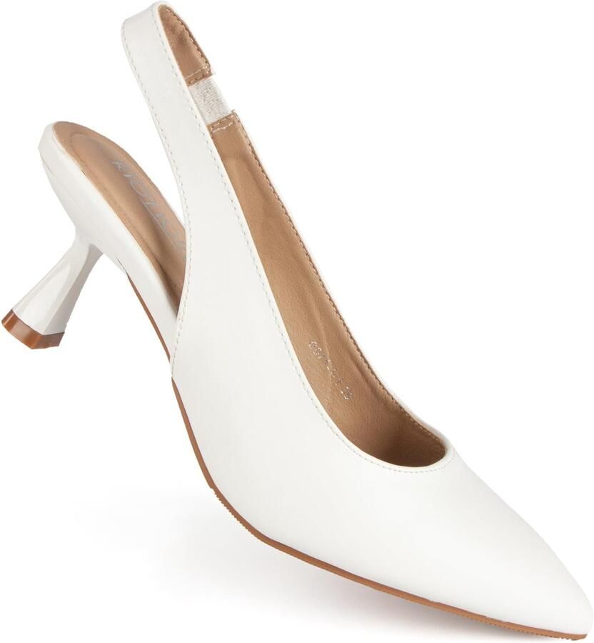 Comfortabele Sling Pumps Dames Wit Faux Leer Hakpunt - Foto 1