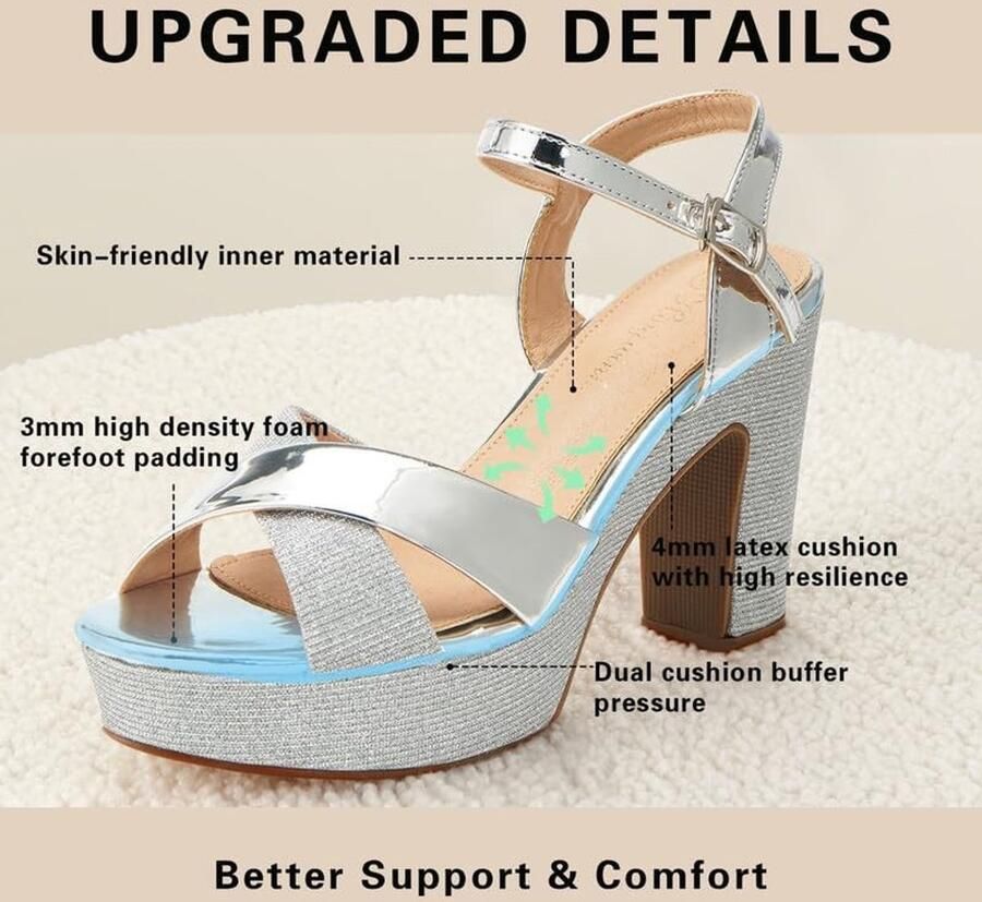 Platform Sandalen Blokhak Open Teen met Verstelbare Strap