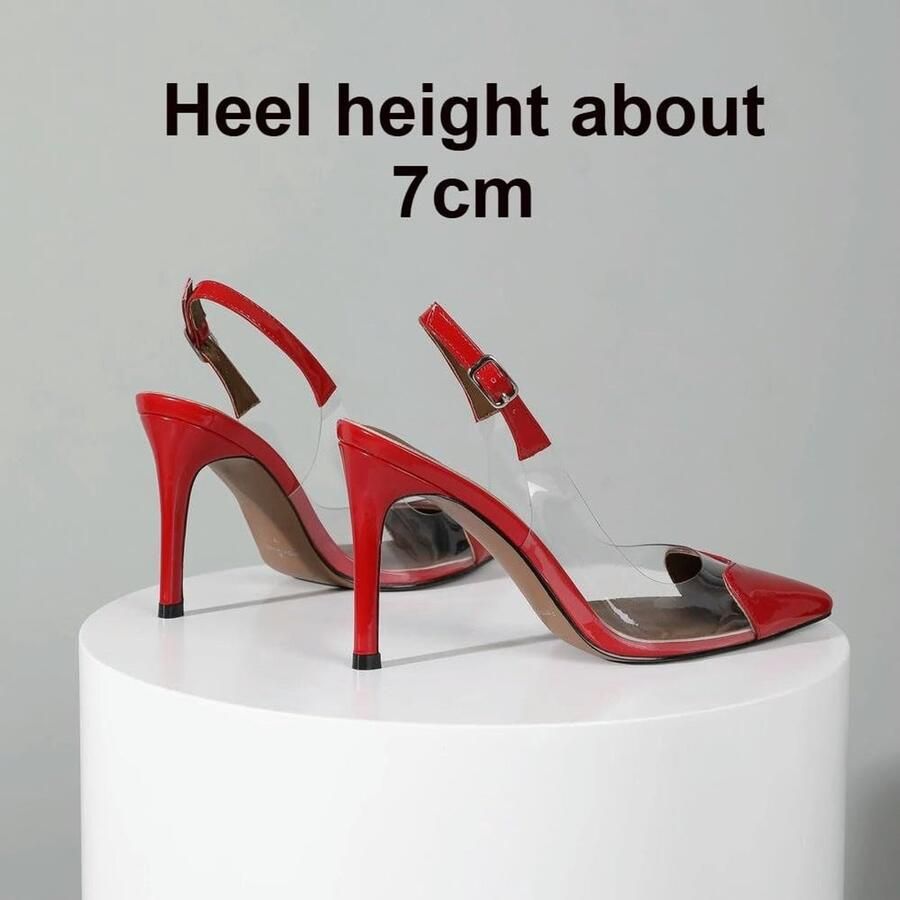 Elegante Transparante Slingback Pumps met Puntneus en Hartjespatroon - Foto 1