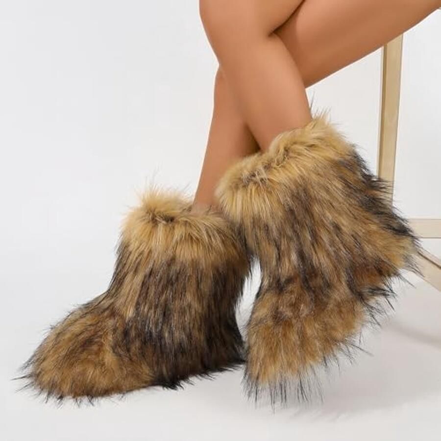 Elzusha Fuzzy Winterlaarzen met Warme Voering voor Dames