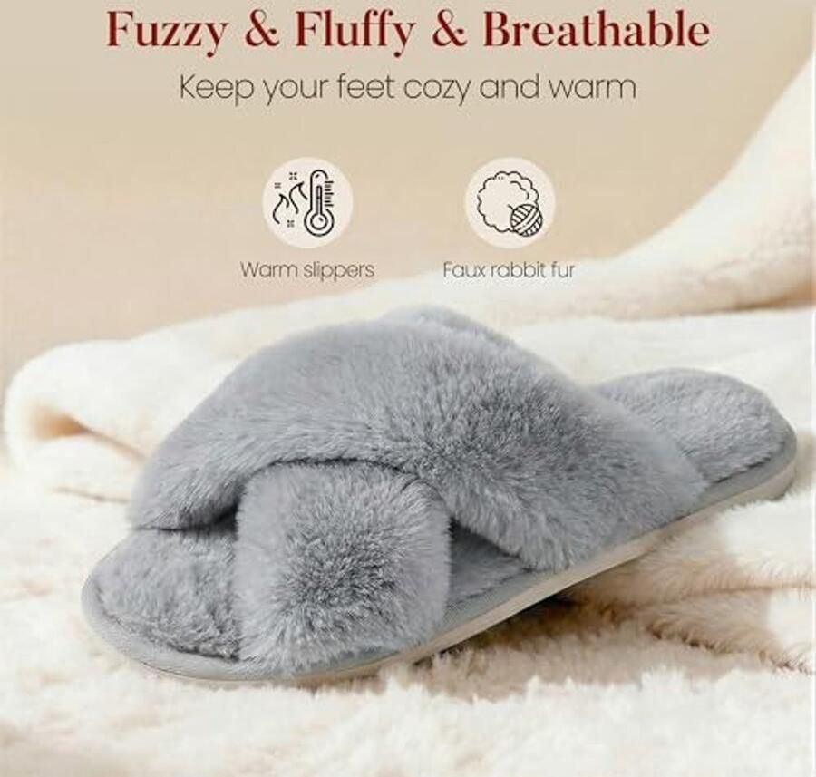 Elzusha Heren Memory Foam Slippers Grijs