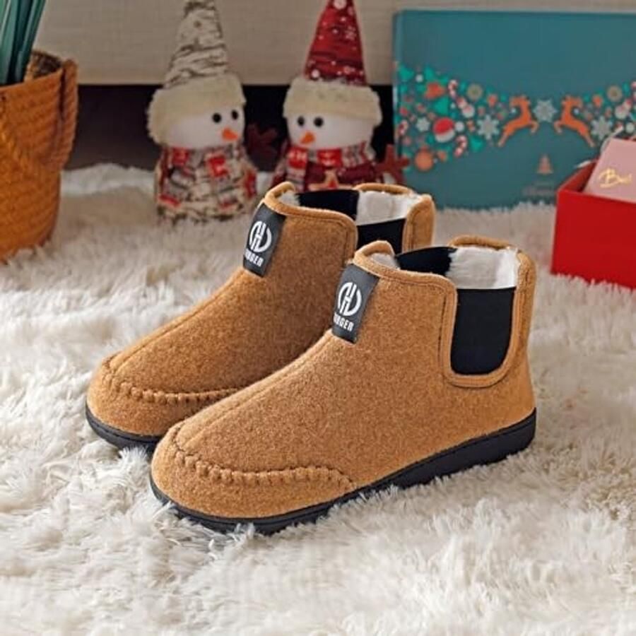 Elzusha Heren Slippers met Pluche Voering Khaki - Foto 1