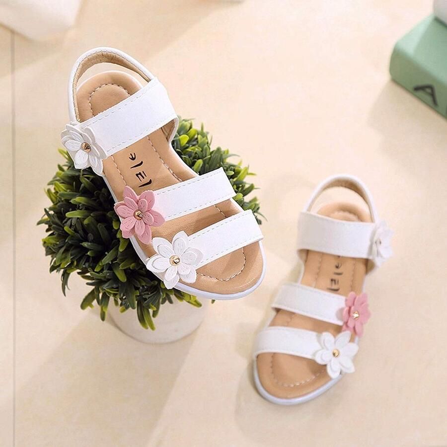 Elzusha Meisjes Sandalen met Drie Bloemen Comfortabele Zomerschoenen