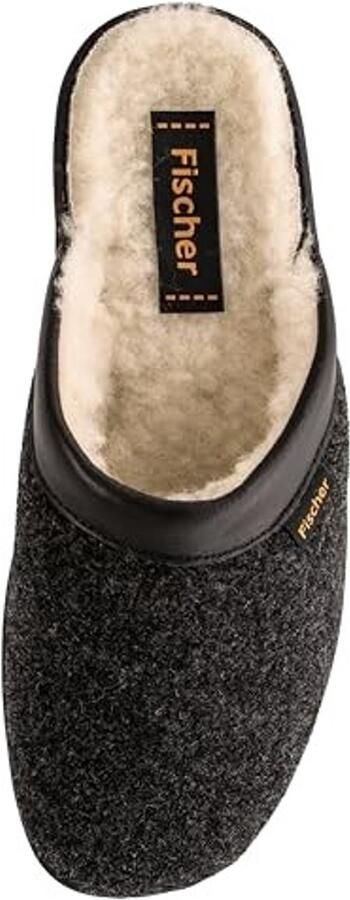 Heren Pantoffels Wol en PU Zool Antraciet