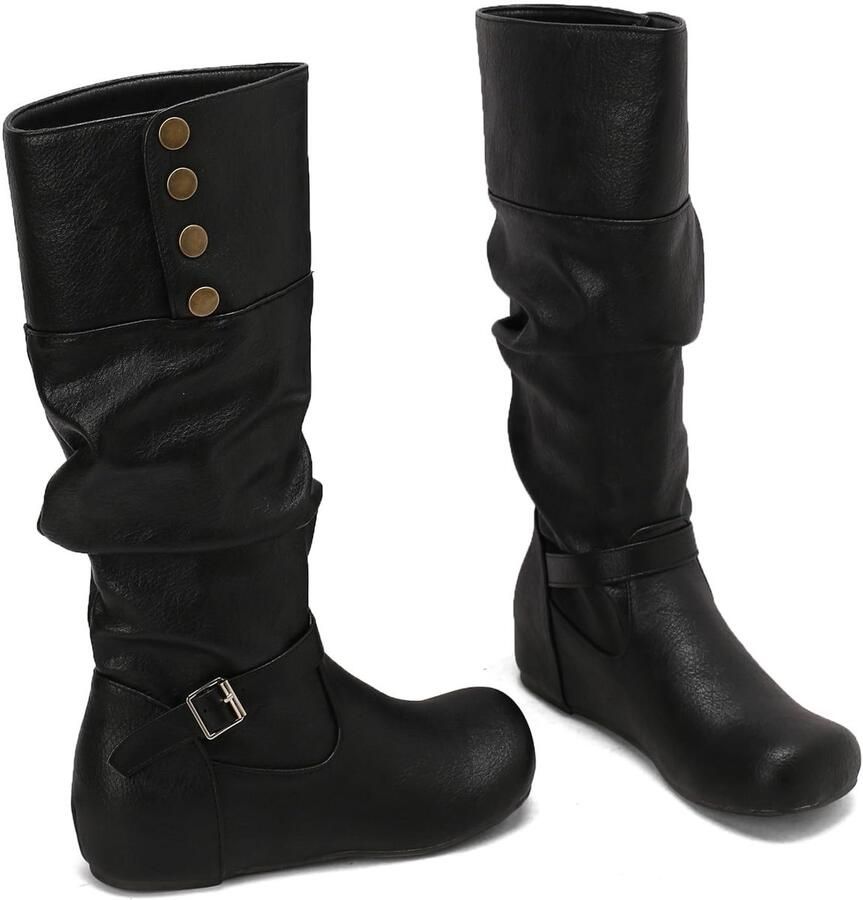 Elzusha Vrouwen Hoge Laarzen met Wedge Heel voor de Winter