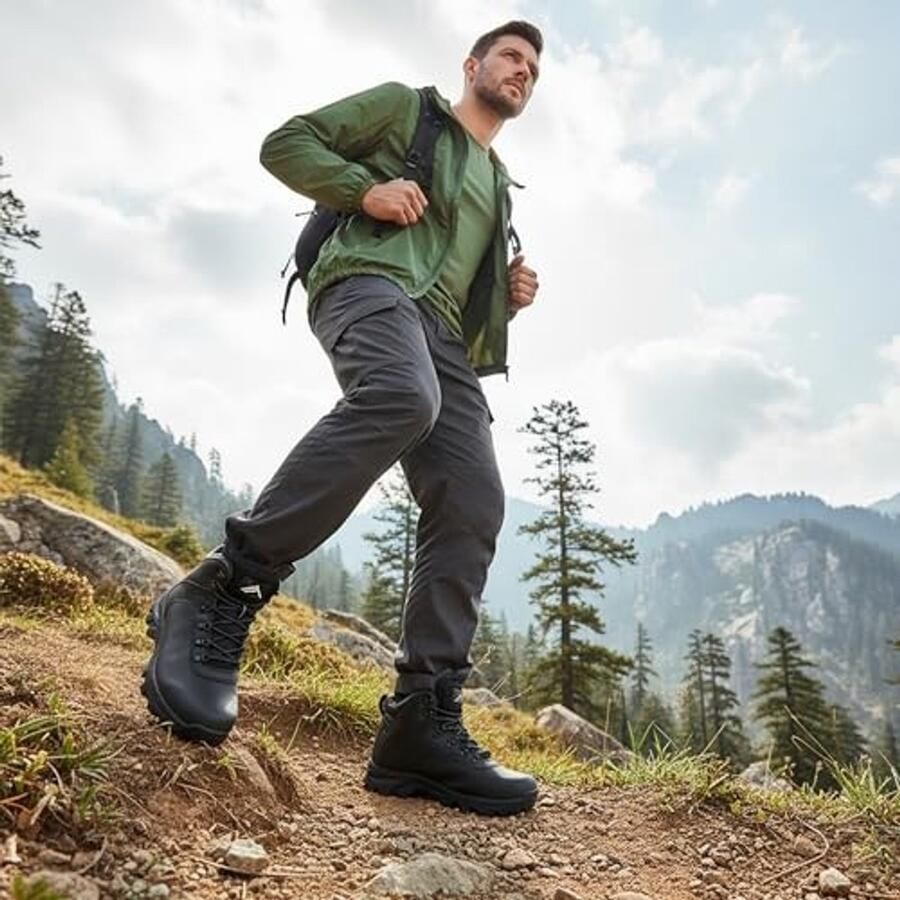 Elzusha Wandelschoenen voor Mannen Waterproof en Lichtgewicht Zwart