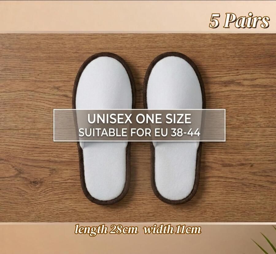 Wegwerp Slippers voor Gasten Wit met Bruine Rand (5 paar)