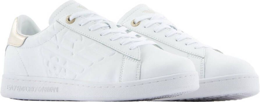 Emporio Ar i EA7 Witte leren sneakers met adelaarslogo White