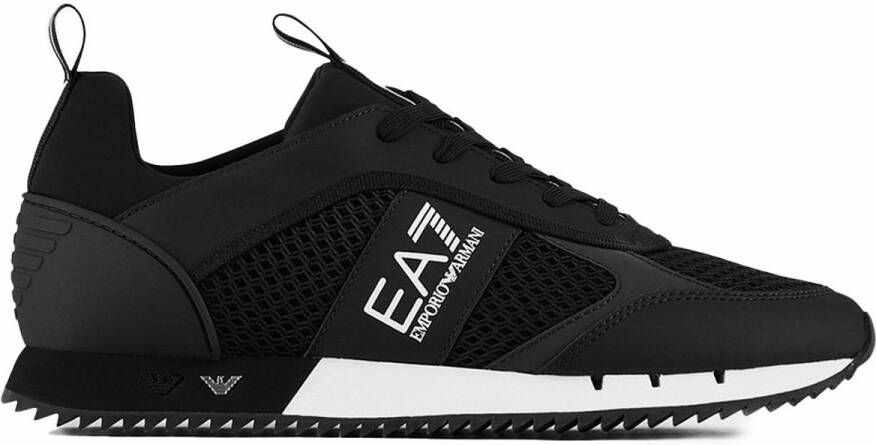 Emporio Armani EA7 Logo Sneakers met Treklipje en Merk Binnenzool Zwart Heren