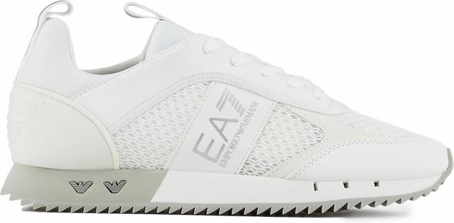 Emporio Armani EA7 Witte Zilveren Mesh Sneaker Unisex Hardloopschoenen White Heren