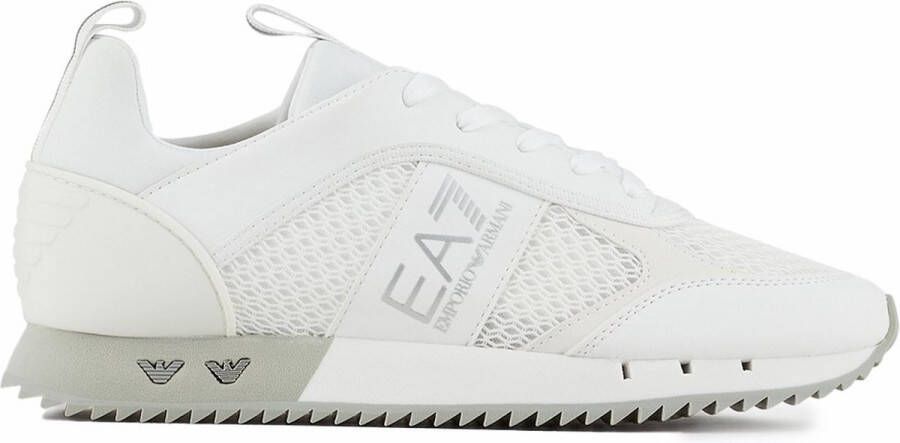 Emporio Ar i EA7 Witte Zilveren Mesh Sneaker Unisex Hardloopschoenen White