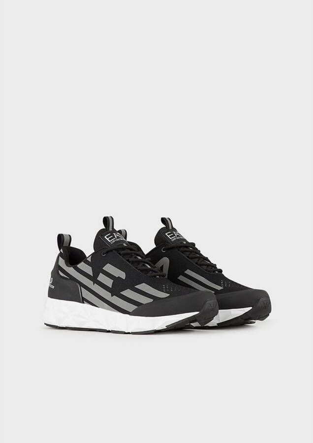Emporio Ar i EA7 Unisex Sneaker Hardlopen Training Mesh Rubber Zwart Zilver Black