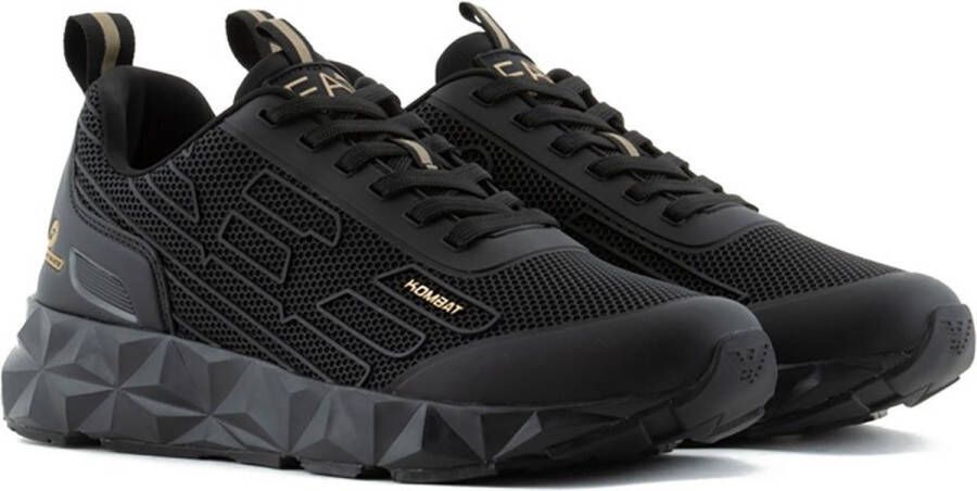 Emporio Armani EA7 Zwarte Gouden Mesh Sneaker Trainingschoenen Black Heren