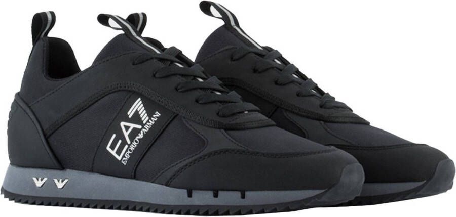 Emporio Armani EA7 Nieuwe Armani Noir Sneakers met Zilveren Logo Black Heren