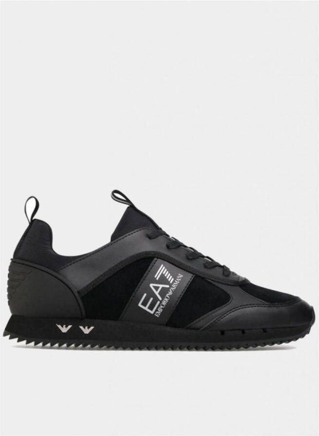Emporio Ar i EA7 Zwarte Mesh Sneakers met Logo Detail Black