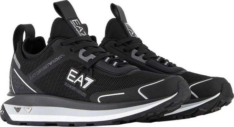 Emporio Armani EA7 Zwarte Witte Mesh Sneaker voor Hardlopen en Training Black Heren