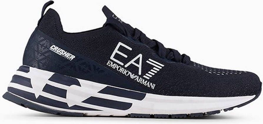 Emporio Armani EA7 Blauwe Sneakers met Dubbele Dichtheid Blauw Dames