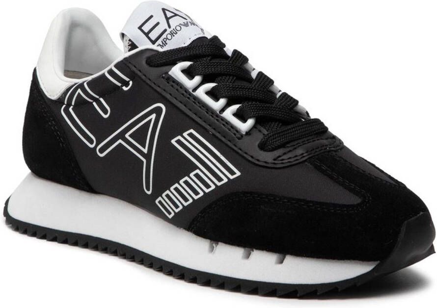 Emporio Ar i EA7 Zwarte Casual Textiel Sneakers met 3cm Rubberen Zool Black