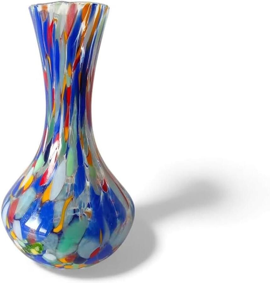 & DESIGN 1 vaas van mondgeblazen en handgemaakt Harlekijn glas met Murrine lijn I Colori di Murano Made in Italy h. . (VASO G 1)