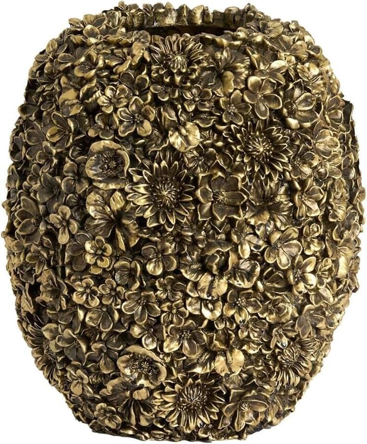 & Living Vaas Violeta Brons Ø27x Rond Kunststof Bloemenvaas Woondecoratie