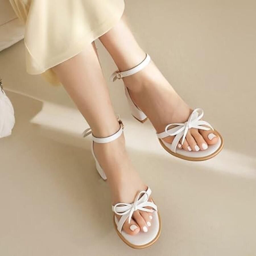 Enkelband Sandalen Blokhak Wit