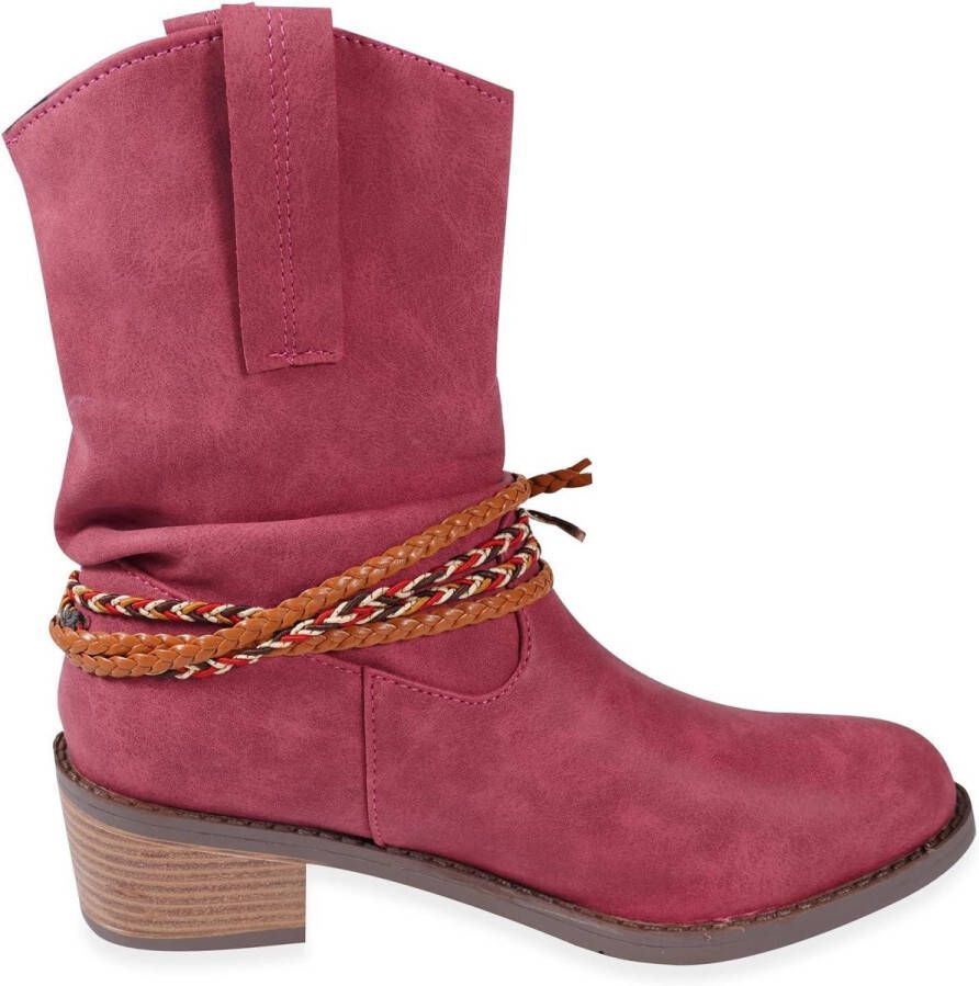 Enkellaarzen Dames met Lage Hak en Kwastjes Slip On Stijl Rozerood ?? Comfortabel & Klassiek