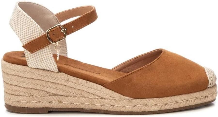 Espadrilles met sleehak voor dames van suède en textiel