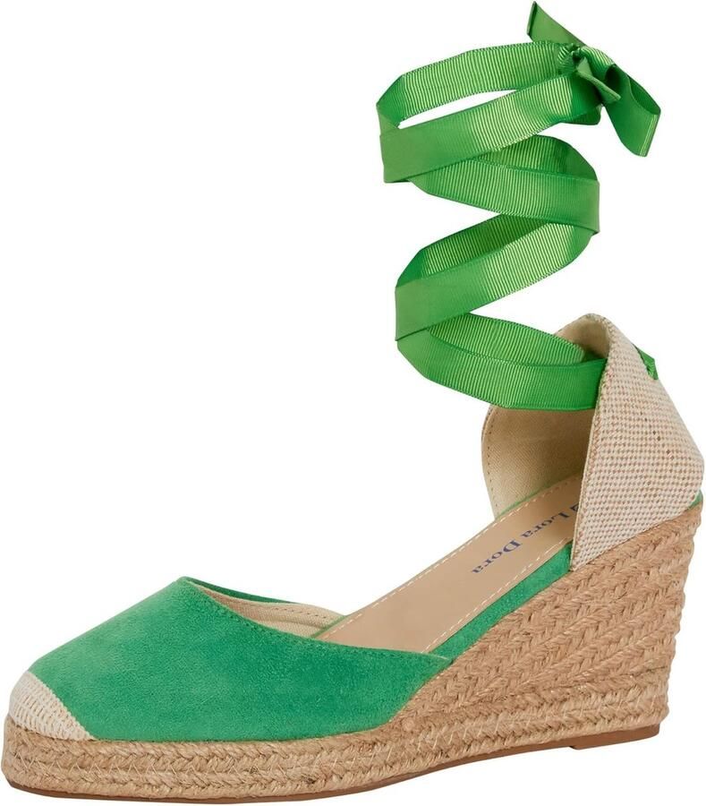Espadrille wedge sandalen met plateau en enkellaarsjes