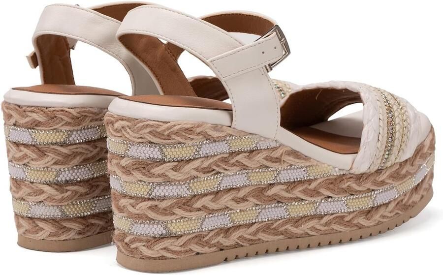 Espadrilles dames met verstelbare gespen wedge hak elegant comfortabele slippers voor op het strand ShopVlot