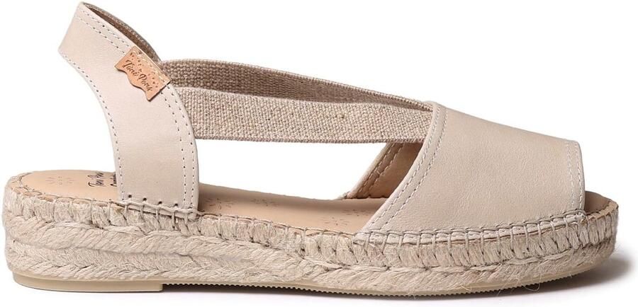 Espadrilles voor dames van leer met sleehak en elastiek voor een bredere pasvorm