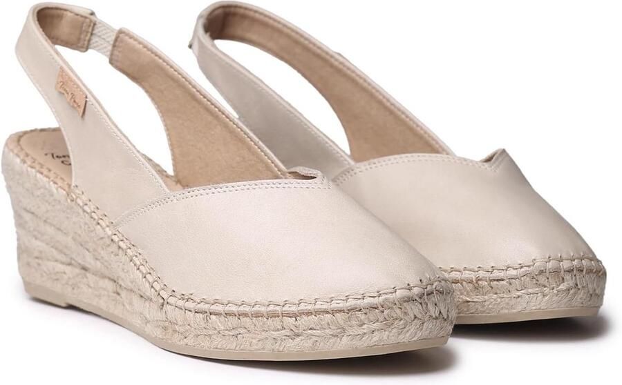 Espadrilles voor dames van leer met sleehak voor een bredere pasvorm