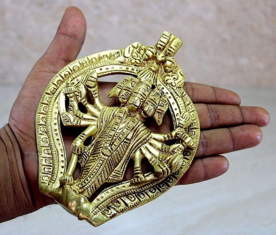 ESplanade Messing Panchmukhi Hanuman muur opknoping Anjaneya Pavan Putra Bajrangbali Maruti idool Murti Moorti standbeeld 6 inch