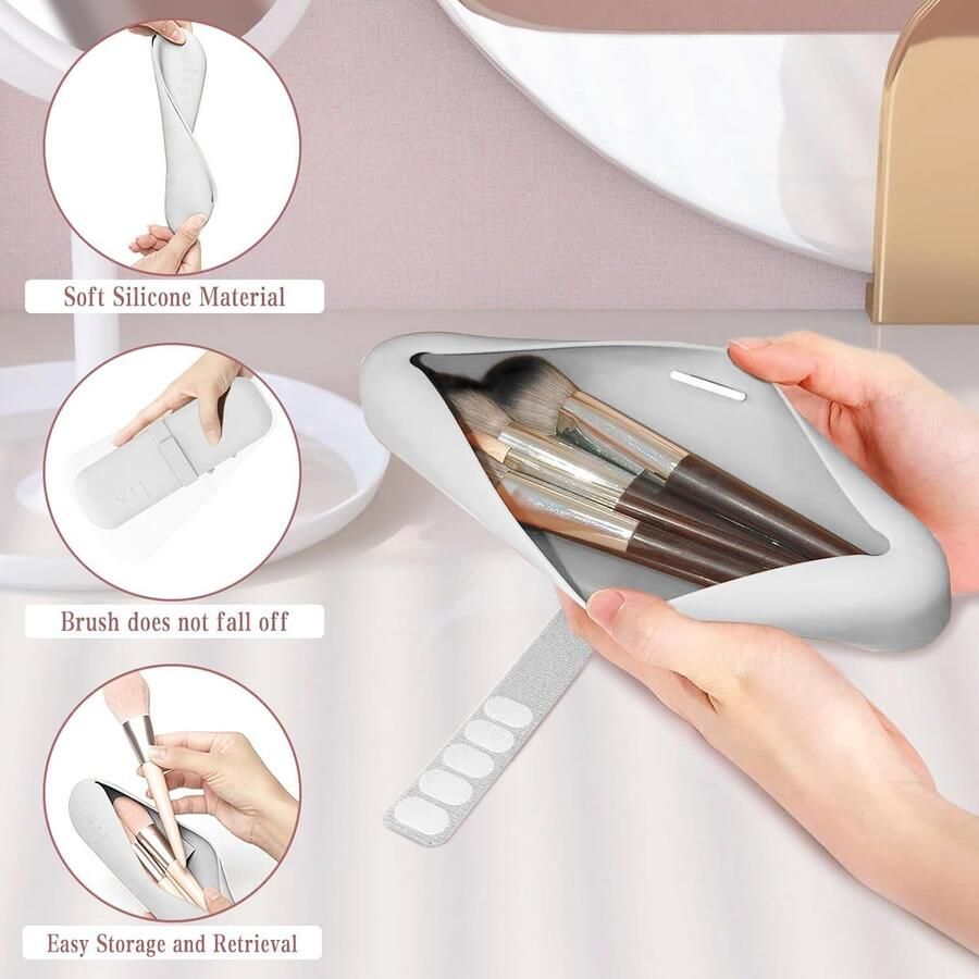 Essentials Make-uptas siliconen 1 stuks make-upkwasten opbergdoos 1 beauty-blendercase gemakkelijk te reinigen zacht en draagbaar voor op reis wit Elegant