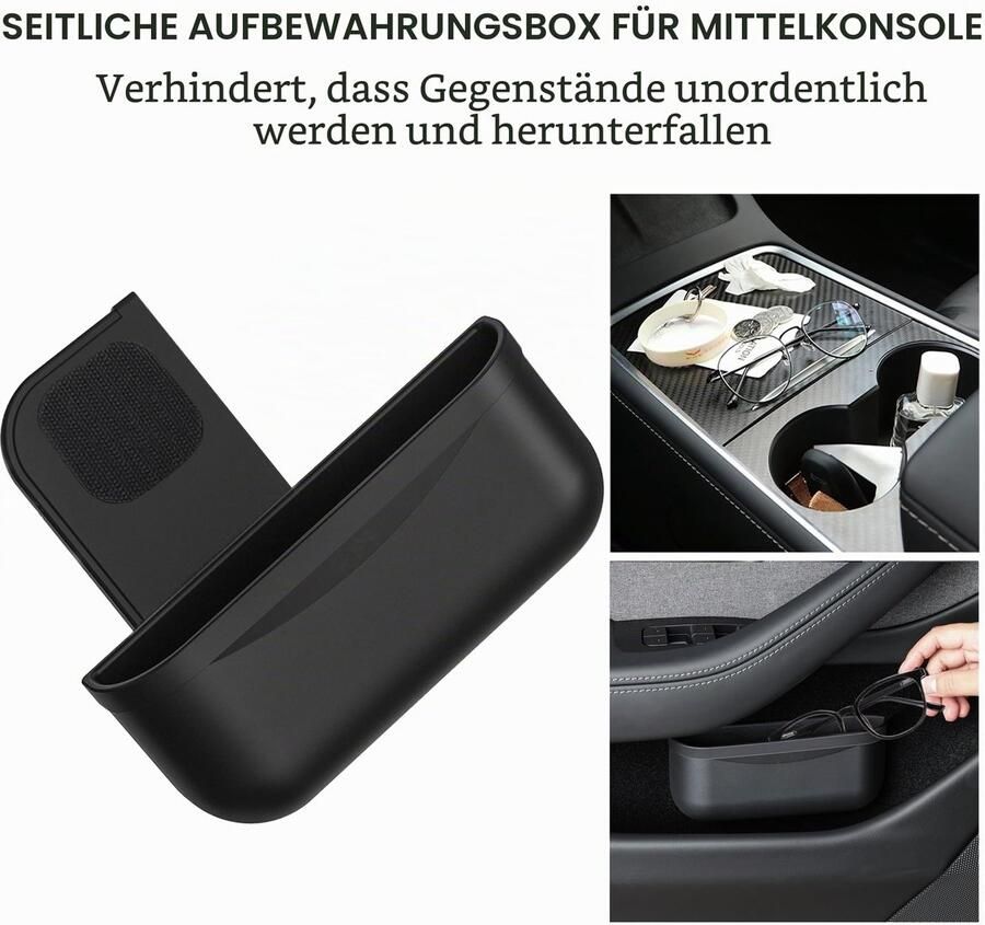 EVFIT voor Tesla Model 3 Model Y Accessoires Center Console Organizer Opbergdoos Siliconen Klittenband Zonnebril Muntenhouder voor Flocking