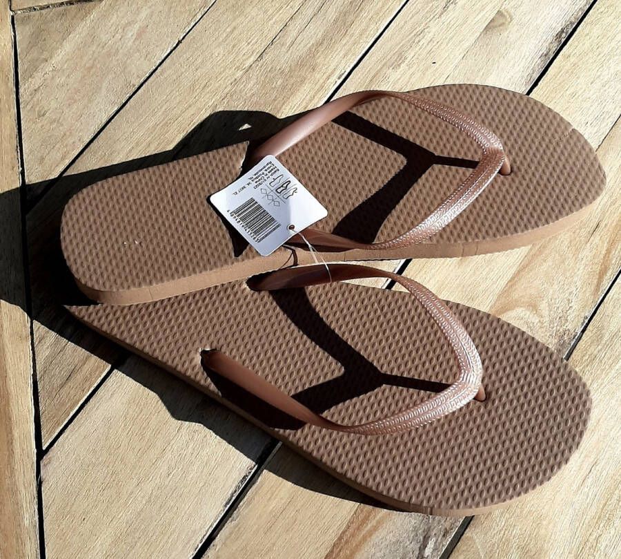 Evora teenslippers midden bruin zand 1 paar bruine slippers flip flops PE slipper