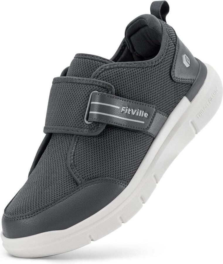 Extra Brede Comfort Wandelschoenen voor Mannen met Verstelbare Sluiting