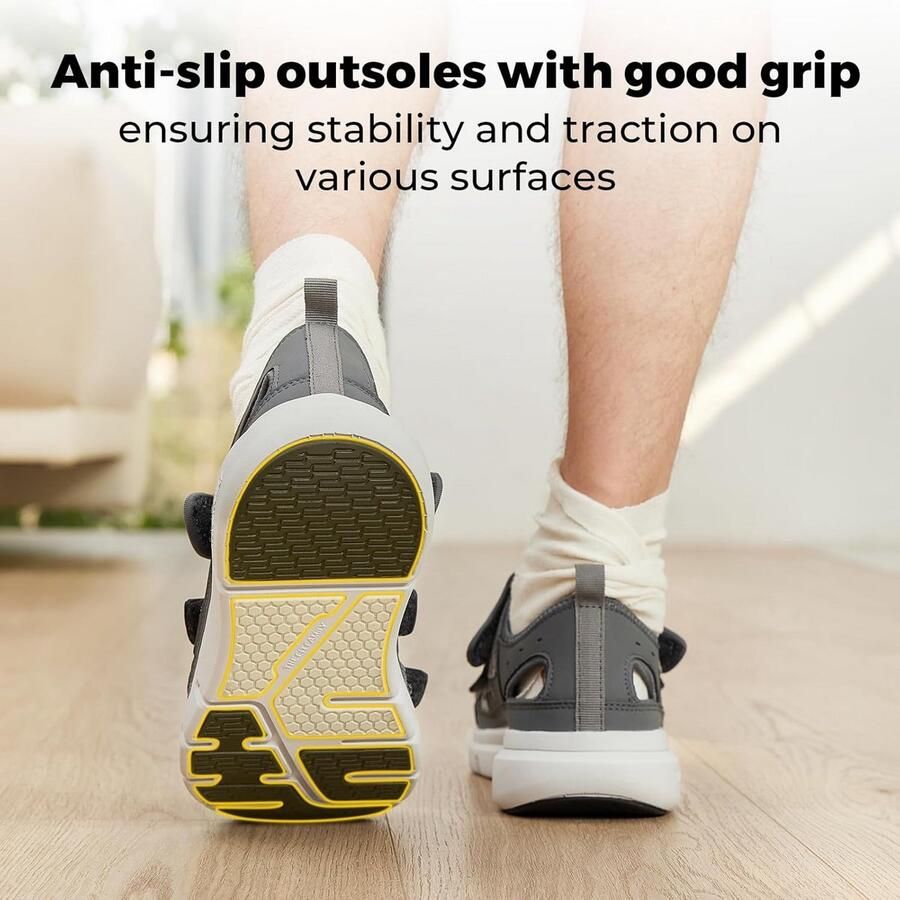 Extra Brede Diabetische Sandalen Heren met Klittenband Comfortabele Orthopedische Zomerschoenen voor Gezwollen Voeten en Senioren