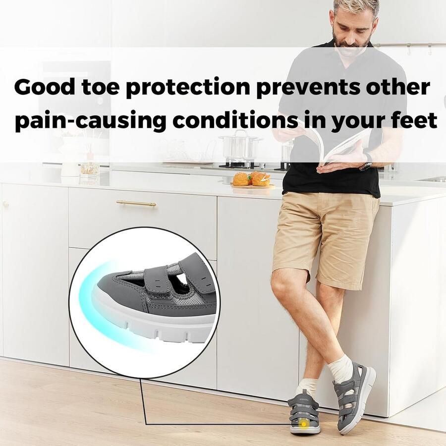 Extra Brede Diabetische Sandalen Heren met Klittenband Comfortabele Orthopedische Zomerschoenen voor Gezwollen Voeten en Senioren
